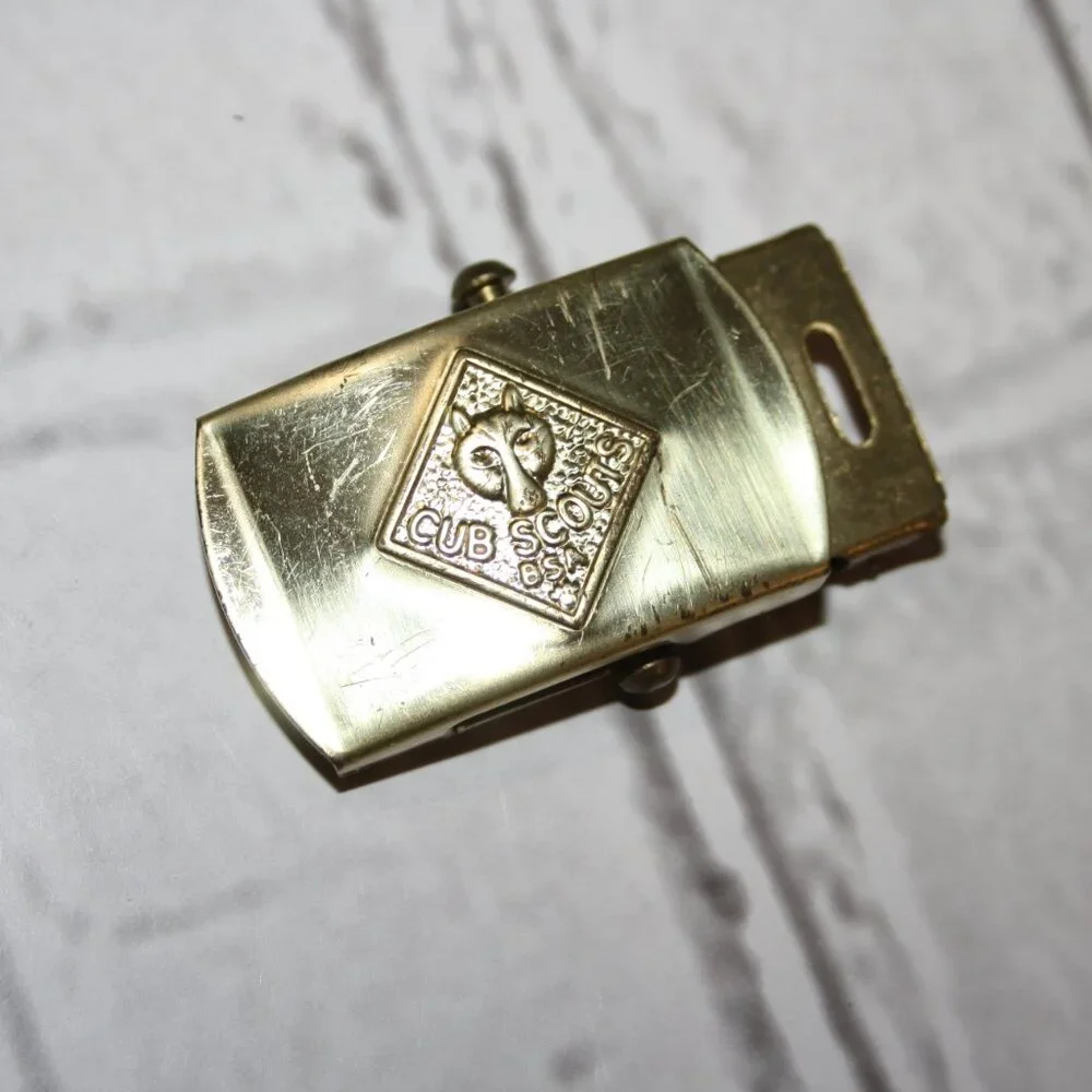 🟡🦌 Solid Brass Cub Scouts Belt Buckle · Fits 1